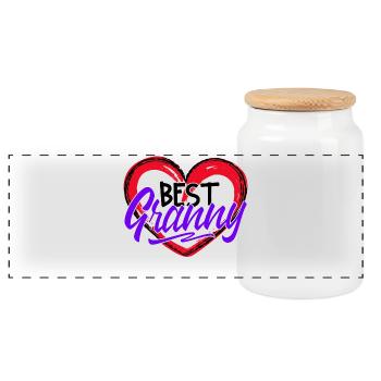 Grandmother Statement Grandma Best Grandma Favorite Grandma - Panoramic Cookie Jar with Wooden Lid - white - Front
