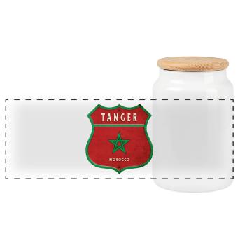 Tanger Maroc Armoiries Drapeaux Design - Boîte à biscuits avec couvercle en bois - blanc - Devant