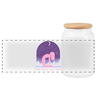Yoga - Panoramic Cookie Jar with Wooden Lid - white - Front