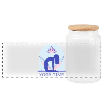 Yoga - Panoramic Cookie Jar with Wooden Lid - white - Front