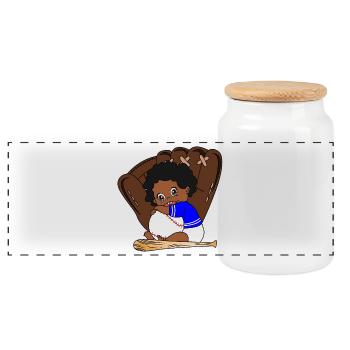 Peluche de baseball Little Sluggers - Boîte à biscuits avec couvercle en bois - blanc - Devant