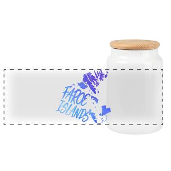 Faroe Islands - Panoramic Cookie Jar with Wooden Lid - white - Front