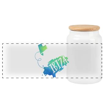 Ibiza - Panoramic Cookie Jar with Wooden Lid - white - Front