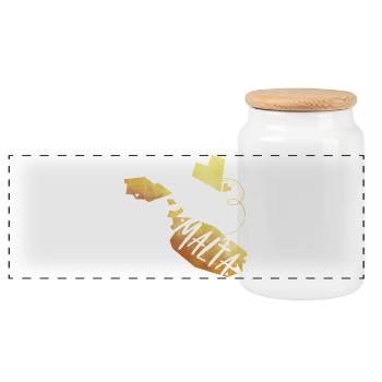 Malta - Panoramic Cookie Jar with Wooden Lid - white - Front