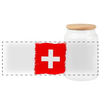 Switzerland Swiss Flag Flag Gift - Panoramic Cookie Jar with Wooden Lid - white - Front