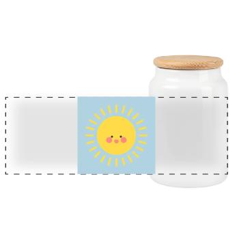 H - Panoramic Cookie Jar with Wooden Lid - white - Front