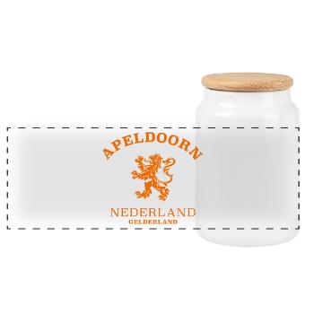APELDOORN Nederland Niederlande Netherlands - Panoramic Cookie Jar with Wooden Lid - white - Front