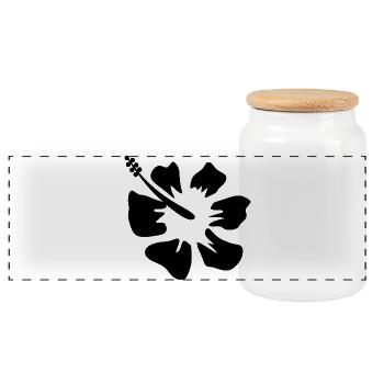 Fleur Noir Floral Noir Fleur Blossom Hibiscus Noir - Boîte à biscuits avec couvercle en bois - blanc - Devant