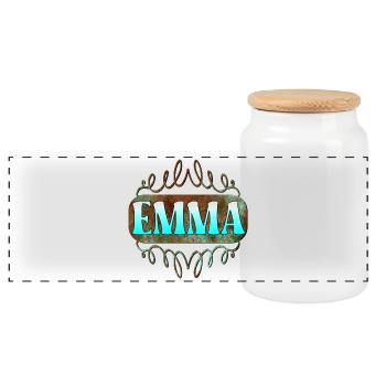 Namenstaggeschenke Tochter Emma - Panorama Keksdose mit Holzdeckel - Weiß - Vorne