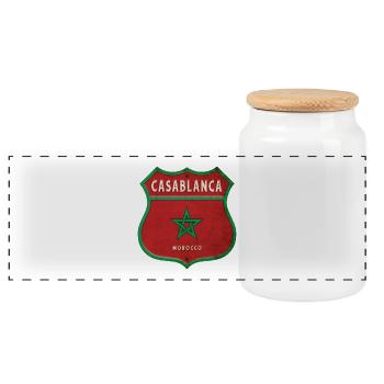 Casablanca Maroc Armoiries Drapeaux Design - Boîte à biscuits avec couvercle en bois - blanc - Devant