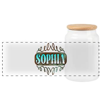 Cadeaux du jour du nom pour la fille Sophia - Filles - Boîte à biscuits avec couvercle en bois - blanc - Devant