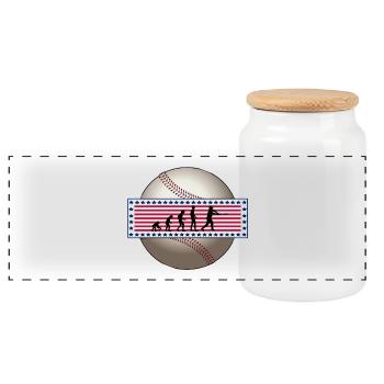 EVOLUTION BASEBALL SPORT USA GESCHENK - Panorama Keksdose mit Holzdeckel - Weiß - Vorne