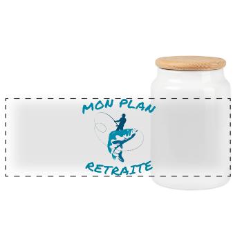 Pêcheur et Grand Brochet Illustration - Boîte à biscuits avec couvercle en bois - blanc - Devant