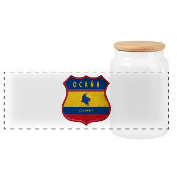 Motif écusson Ocana Columbia - Boîte à biscuits avec couvercle en bois - blanc - Devant
