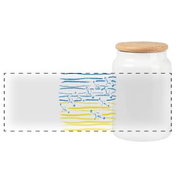 Ukraine - Panorama Keksdose mit Holzdeckel - Weiß - Vorne