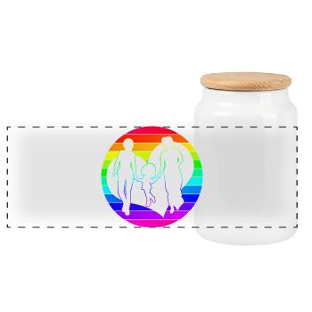 Maman et Maman Famille Arc-en-ciel Grand-mère et Grand-mère Coeur - Boîte à biscuits avec couvercle en bois - blanc - Devant