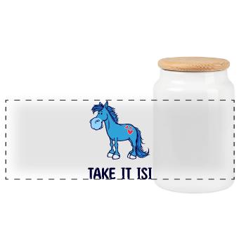 Cheval Amour Chevaux Islandais Coeur Chevaux Déclaration - Boîte à biscuits avec couvercle en bois - blanc - Devant
