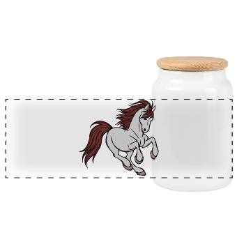 Horse love Gallop Icelandic horses Horses Icelanders - Panoramic Cookie Jar with Wooden Lid - white - Front