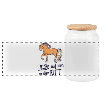 Funny Statement Icelandic Horses Horse Love Horses - Panoramic Cookie Jar with Wooden Lid - white - Front