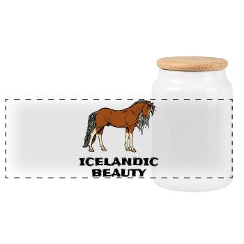 Horse Love Horses Statement Icelandic Horses Icelandic - Panoramic Cookie Jar with Wooden Lid - white - Front