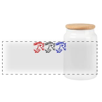 Icelandic Horses Horse Fool Gallop Horses Stallion - Panoramic Cookie Jar with Wooden Lid - white - Front
