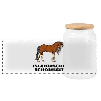Isländer Pferde Statement Islandpferde Pferdenarr - Panorama Keksdose mit Holzdeckel - Weiß - Vorne