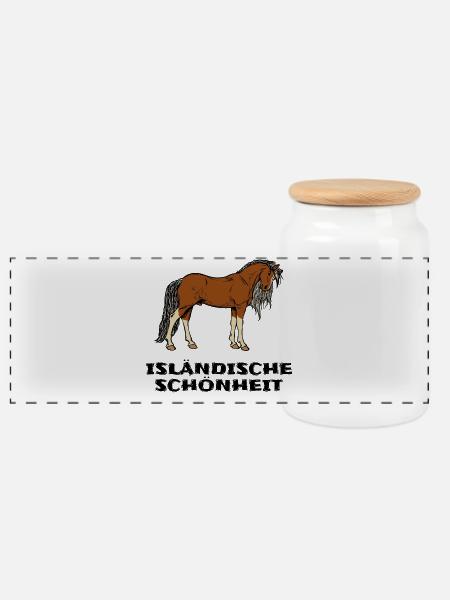 Isländer Pferde Statement Islandpferde Pferdenarr - Panorama Keksdose mit Holzdeckel - Weiß
