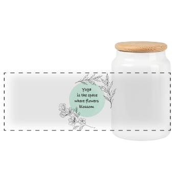 Yoga - Panoramic Cookie Jar with Wooden Lid - white - Front