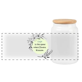 Yoga - Boîte à biscuits avec couvercle en bois - blanc - Devant