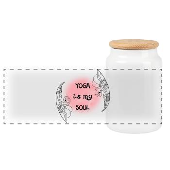 Yoga - Panoramic Cookie Jar with Wooden Lid - white - Front