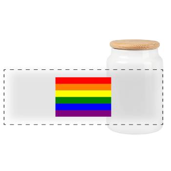 Pride Rainbow Flag Design - Panoramic Cookie Jar with Wooden Lid - white - Front
