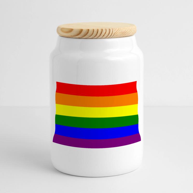 Pride Regenbogen Flaggendesign Panorama Keksdose mit Holzdeckel