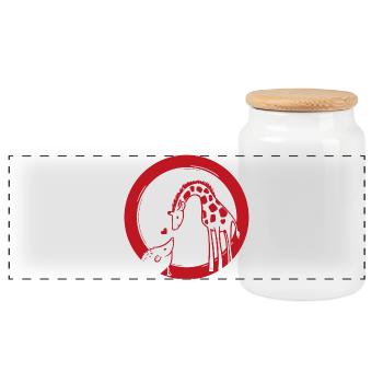 Amour de girafe et hérisson - Boîte à biscuits avec couvercle en bois - blanc - Devant