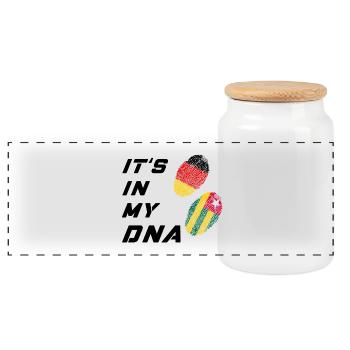 In meiner DNA Deutschland / Togo - Panorama Keksdose mit Holzdeckel - Weiß - Vorne