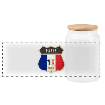 Paris France Armoiries Drapeaux Design - Boîte à biscuits avec couvercle en bois - blanc - Devant