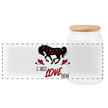 Icelandic Icelandic Horses Horses Statement Heart - Panoramic Cookie Jar with Wooden Lid - white - Front