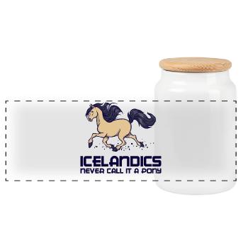 Icelandic Horses Statement Horses Arab Gallop - Panoramic Cookie Jar with Wooden Lid - white - Front