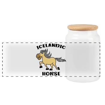 Gallop Icelandic Horses Icelandic Pony Statement Pony - Panoramic Cookie Jar with Wooden Lid - white - Front