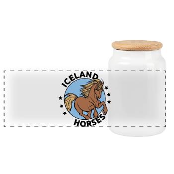 Chevaux islandais Cheval Amour Mare Chevaux Déclaration - Boîte à biscuits avec couvercle en bois - blanc - Devant
