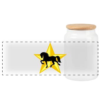 Stallion Horses Gallop Horse love Icelandic horses - Panoramic Cookie Jar with Wooden Lid - white - Front