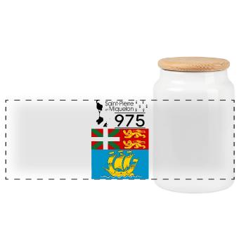 Saint-Pierre and miquelon - Panoramic Cookie Jar with Wooden Lid - white - Front