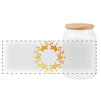 Schneeflocke Symbol Schnee Stern Logo icon - Panorama Keksdose mit Holzdeckel - Weiß - Vorne