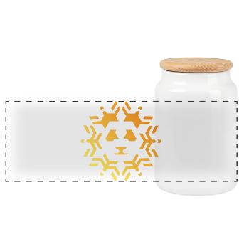 Panda Icon Sun Star Pattern Colors Icon - Panoramic Cookie Jar with Wooden Lid - white - Front