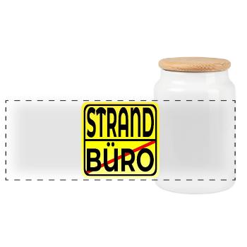 Büro Strand - URLAUB SOMMERFERIEN - Panorama Keksdose mit Holzdeckel - Weiß - Vorne
