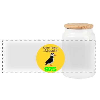 Saint-Pierre and Miquelon - Panoramic Cookie Jar with Wooden Lid - white - Front