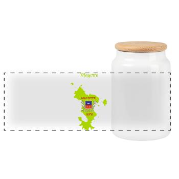 Mayotte - Panoramic Cookie Jar with Wooden Lid - white - Front