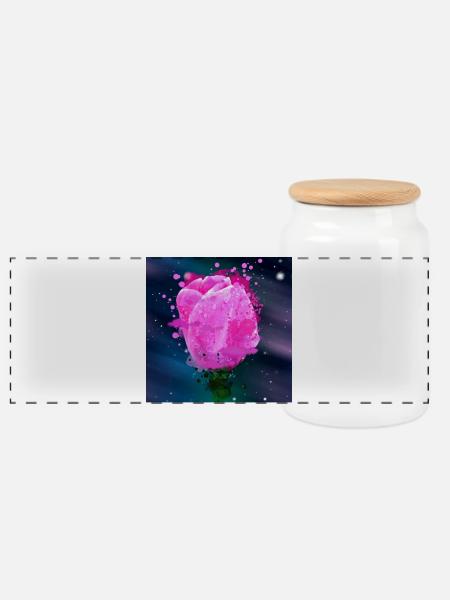 Rosa Tulpen blüten Aquarell Kunst - Panorama Keksdose mit Holzdeckel - Weiß