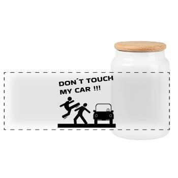 Auto CAR NE TOUCHE PAS MA VOITURE - Boîte à biscuits avec couvercle en bois - blanc - Devant
