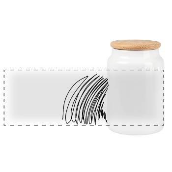 Abstraktes Kunst-Doodle - Panorama Keksdose mit Holzdeckel - Weiß - Vorne