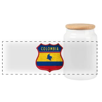Columbia coat of arms design - Panoramic Cookie Jar with Wooden Lid - white - Front